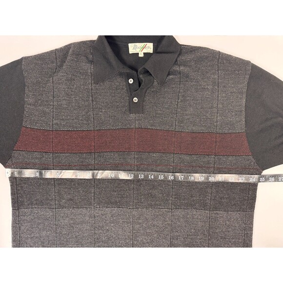 Vintage Modango Sweater Mens XL Black Gray Merino Wool Blend Long Sleeve Polo - Picture 9 of 15